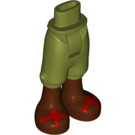 Lego Minidoll Hips and Cropped Trousers with Reddish Brown Boots, Red Sandals print / Olive Green
