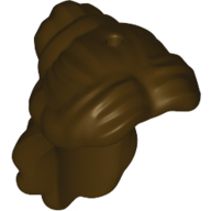 Lego Hair Long with Parted Bangs, Curls, Bun, and Hole on Top / Dark Brown
