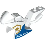 Fairing, Motorcycle, Racing (Sport) Bike with Gold Badge, Blue 'POLICE' Print / White