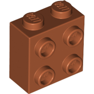Lego Brick Special 1 x 2 x 1 2/3 with 4 Studs on 1 Side / Dark Orange