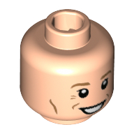 Lego Minifig Head Newt Scamander, Medium Nougat Eyebrows and Countour Lines, Wide Grin Print [Hollow Stud] / Light Nougat
