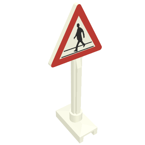 Lego Road Sign Triangle with Pedestrian Crossing 1 Person Print / White