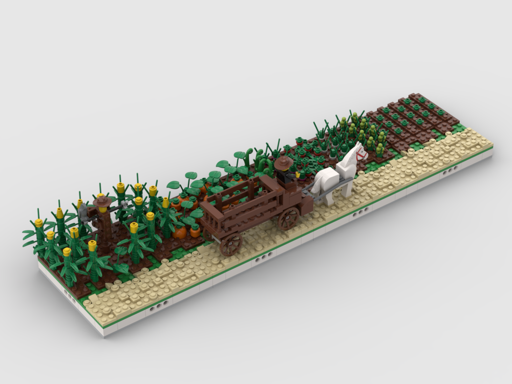 Lego Agricultural fields + Horse cart for a Modular Village
