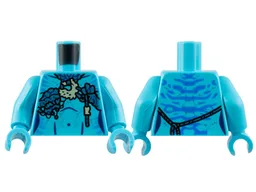 Torso Na'vi with Blue Markings, Metallic Light Blue and Tan Mantle, and Silver Spots Pattern / Medium Azure Arms / Medium Azure Hands