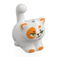 Animal, Cat, Chubby with Orange Spots, Olive Green Eyes, Scowling Print (Churro) / White