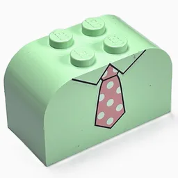 Brick Curved 2 x 4 x 2 Double with Necktie Pink Print / Light Green