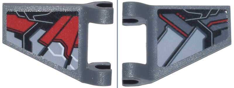 Lego Flag 2 x 2 Trapezoid with Flared Edge with Black, Red, and Light Bluish Gray Panels (Falcon Armor Wings) Pattern on Both Sides Model Right Side (Stickers) - Set 76269