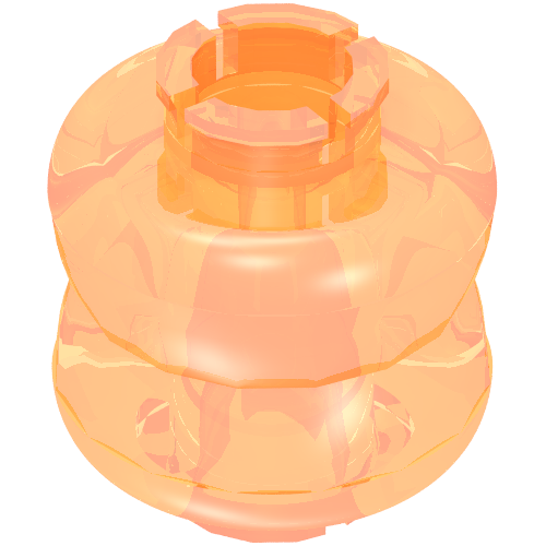 Lego Clikits Bead, Connector Thick Small Double with 2 Pins / Trans-Flame Yellowish Orange