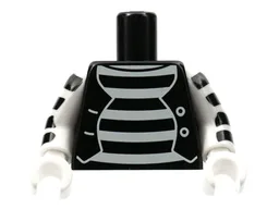 Torso Mime Shirt with White Stripes and White Button Vest Pattern / White Arms with Black Stripes / White Hands