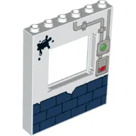Panel 1 x 6 x 6 with Window with Oil Stain, Brick Wall and Garage Door Buttons Print / White
