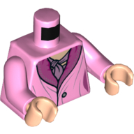 Lego Torso Dress with Dark Pink Collar and Mauve Scarf Print (Queenie Goldstein), Bright Pink Arms, Light Nougat Hands / Bright Pink