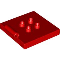 Lego Duplo Plate 4 x 4 with 4 Center Studs and Hinge / Red