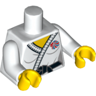 Lego Torso Judo Kimono with Black Belt and Team GB Logo Print, White Arms, Yellow Hands / White