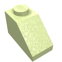 Brick Sloped 45° 2 x 1 with Bottom Pin / Yellowish Green