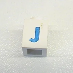 Brick 1 x 1 with Blue 'J' Print (Bold Font) / White
