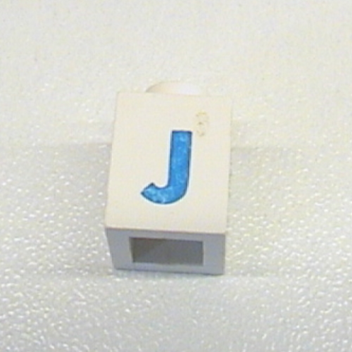 Lego Brick 1 x 1 with Blue 'J' Print (Bold Font)