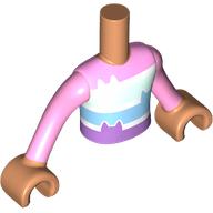 Lego Minidoll Torso Boy with Bright Pink/White/Medium Blue/Lavender Top, Kitten Ears print, Bright Pink Arms and Nougat Hands / Nougat