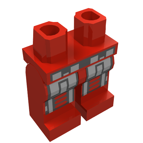 Lego Hips and Red Legs with Silver and Black Robot Print / Red