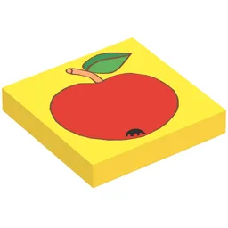Tile 2 x 2 with Red Apple Print / Yellow