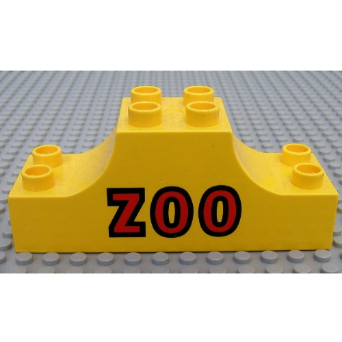 Lego Duplo Brick 2 x 6 x 2 Curved Ends with 'Zoo' Print