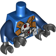 Lego Torso Flight Suit, Orange Crossbelts, White Control Unit and Utility Belt Print, Dark Blue Double Arms, Black Hands / Blue