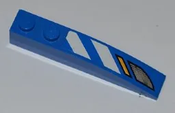 Slope, Curved 6 x 1 with 2 Studs with Blue and White Danger Stripes and Headlights Pattern Model Left (Sticker) - Sets 7970
