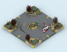 MILS Wasteland Road Intersection 16 Studs Wide (Fallout) V2