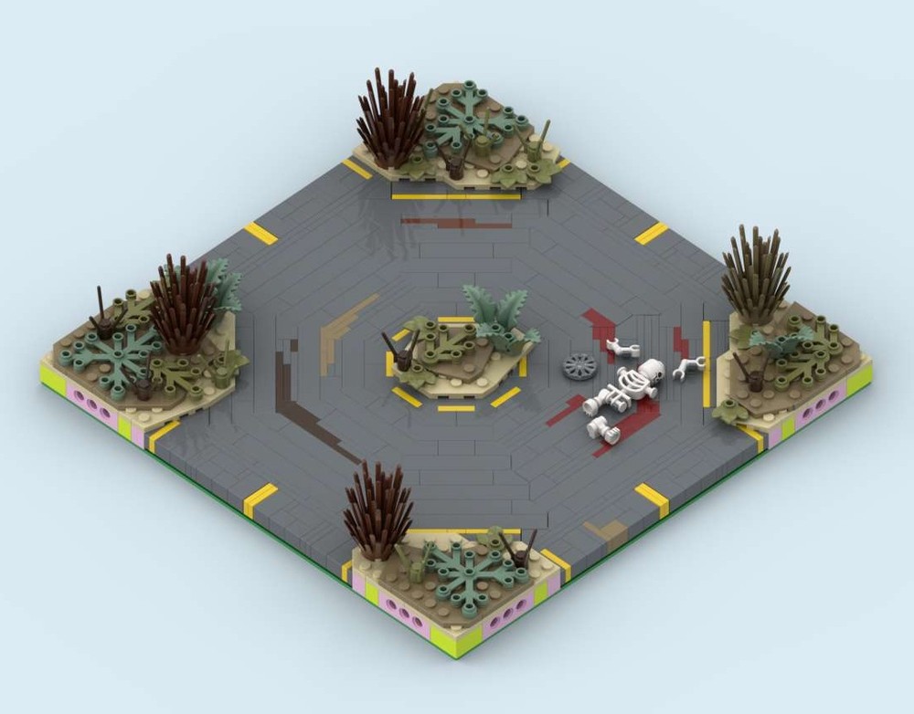 Lego MILS Wasteland Road Intersection 16 Studs Wide (Fallout) V2