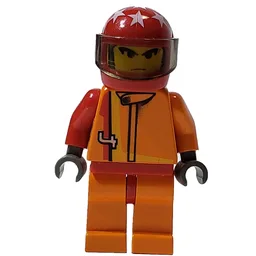 Race Driver, Orange Torso, Orange Legs, Red Helmet