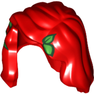Lego Hair Mid-Length with Part over Front of Right Shoulder and Green Plant Leaves Print