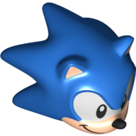 Lego Minifig Head Special, Sonic the Hedgehog with Black Eyes, Light Nougat Face and Ears, Black Nose and Smile Print / Blue