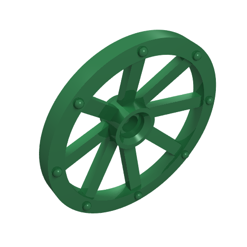 Lego Wheel Wagon Large (33mm D.), Round Hole For Wheel Holder Pin / Green