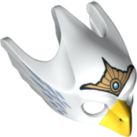 Lego Mask Bird (Eagle) with Yellow Beak, Gold Headdress and Blue Feathers Print / White