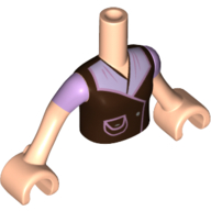 Lego Minidoll Torso Girl with Dark Brown Shirt, Lavender Lapels, Pocket Print / Light Nougat