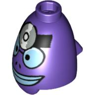 Lego Minifig Head Special, Conical, Fish with Light Blue Eyes and Lips Print (Spongebob Doctor) / Dark Purple