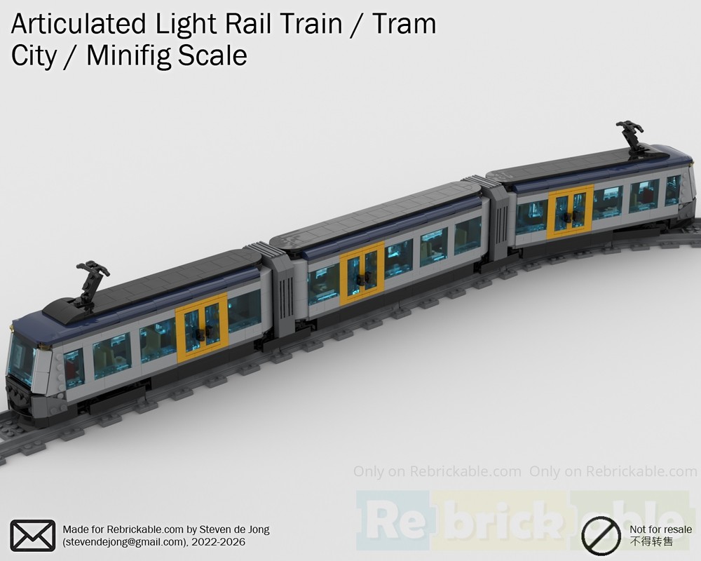 Lego Articulated Light Rail Train / Tram (City / minifig scale)