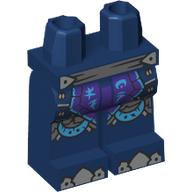 Lego Hips and Dark Blue Legs with Dark Bluish Grey/Silver Belt, Dark Purple/Dark Azure Coat, Silver Trimming, White Fangs, Silver Toes, Armor print