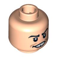 Lego Minifig Head Marcus Flint, Eyebrows, Grin Missing Tooth Print [Blocked Open Stud] / Light Nougat