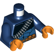 Lego Torso Bandolier and Orange Belt with Pouches Print (Deathstroke), Dark Blue Arms, Orange Hands / Dark Blue