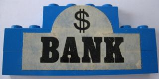 Lego Stickered Assembly 8 x 1 x 3 with '$' and 'BANK' Pattern (Sticker) - Set 365