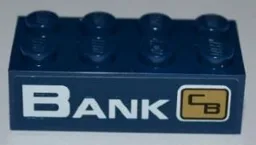 Brick 2 x 4 with 'BANK' and City Bank Logo Pattern (Sticker) - Set 3661