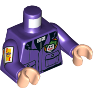 Lego Torso Jacket with Pockets, Joker Face, and Dice Tie Print, Dark Purple Arms with Playing Cards Print, Light Nougat Hands / Dark Purple