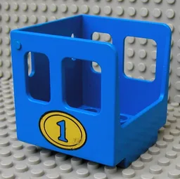 Duplo Train Steam Engine Cabin with Yellow Oval and '1' Print / Blue