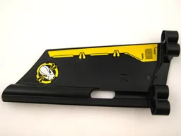 Technic, Panel Fairing #21 Large Long, Small Hole, Side B with Yellow Border and Yellow Circle and Silver Robot Head Pattern on Inside (Stickers) - Set 8105