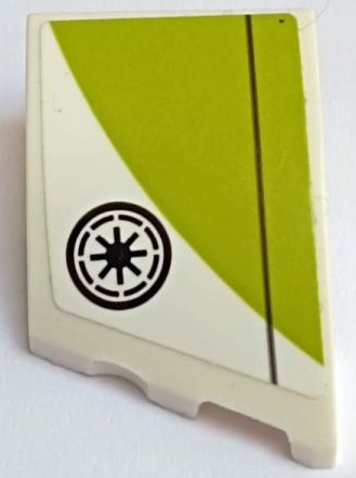 Lego Wedge 3 x 2 Right No Studs with Lime Panel, Black Line and SW Galactic Republic Logo Pattern (Sticker) - Set 75333