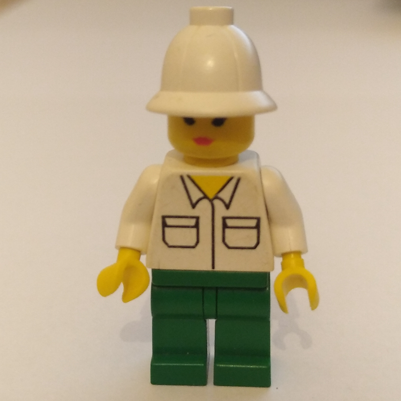 Lego White Torso, Green Legs, White Pith Helmet