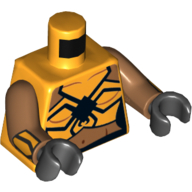 Lego Torso Crop Top, Spider and Medium Nougat Waist Print, Medium Nougat Arms with Bright Light Orange Cuffs Print, Black Hands / Bright Light Orange