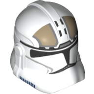 Lego Helmet Clone Trooper Phase 2, Closed Front, Gold Gunner Print / White