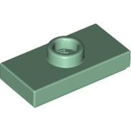 Lego Plate Special 1 x 2 with 1 Stud with Groove and Inside Stud Holder (Jumper) / Sand Green