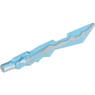 Lego Weapon Sword with Jagged Edges and Marbled White Pattern / Trans-Dark Blue